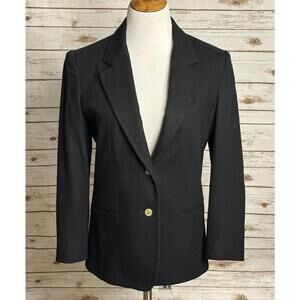 Vintage black academia minimalist corpcore wool single-breasted blazer Size 8
